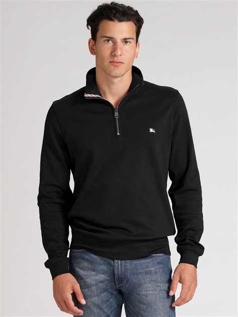 black burberry hoodie men|Burberry men's half zip pullover.